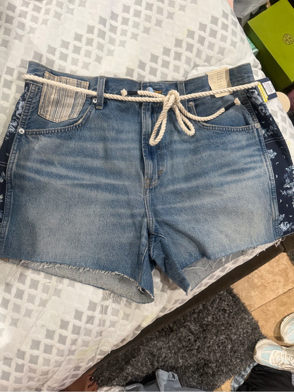 Universal Thread Light Blue Denim Shorts with Rope Belt